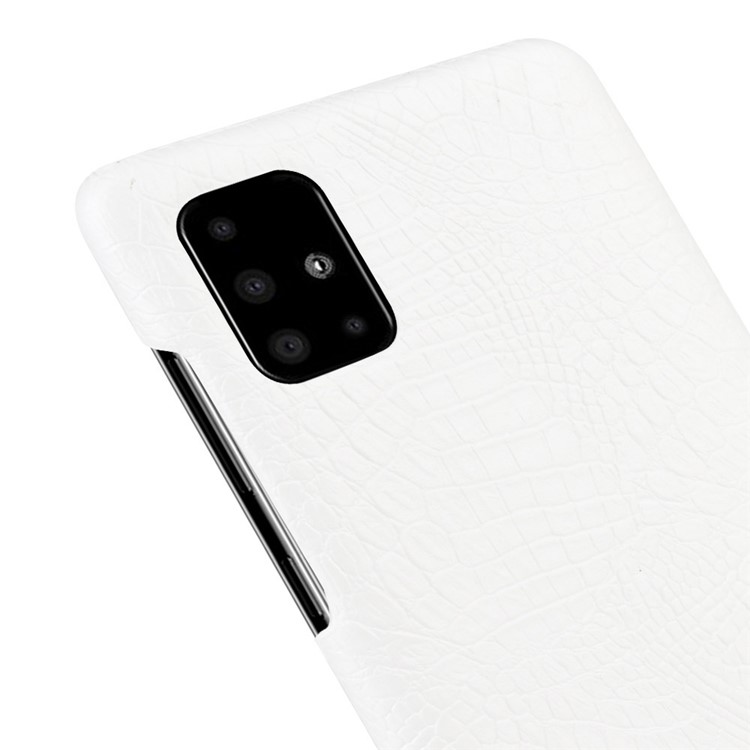 Crocodile Skin PU Leather Coated Hard Plastic Cell Phone Case for Samsung Galaxy A51 - White-5