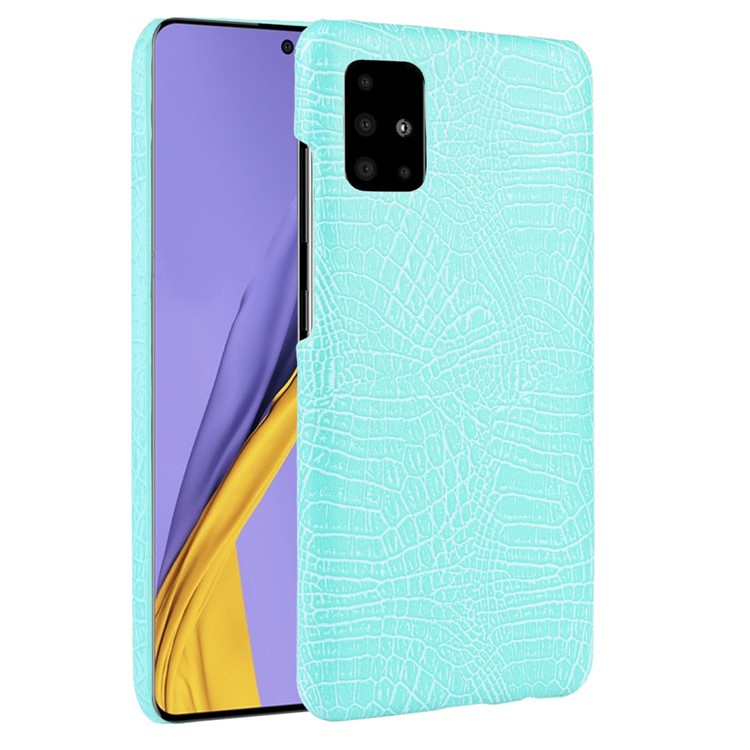Crocodile Skin PU Leather Coated Hard Plastic Cell Phone Case for Samsung Galaxy A51 - Baby Blue-1