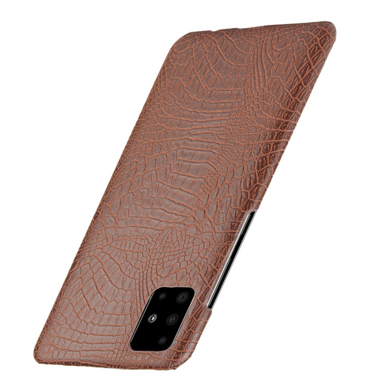 Crocodile Skin PU Leather Coated Hard Plastic Cell Phone Case for Samsung Galaxy A51 - Brown-3