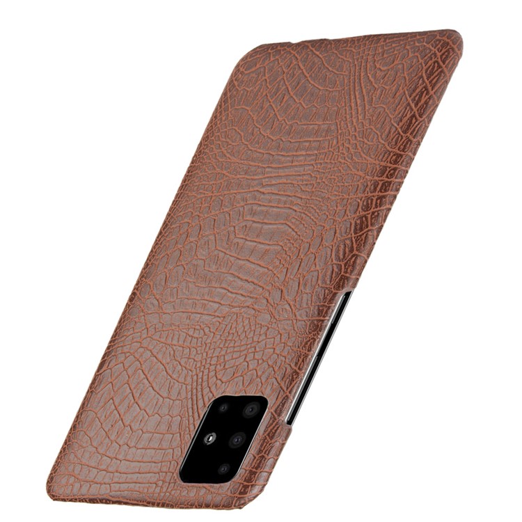 Crocodile Skin PU Leder Beschichtete Hartplastik -handy -handy -hülle Für Samsung Galaxy A51 - Braun-3