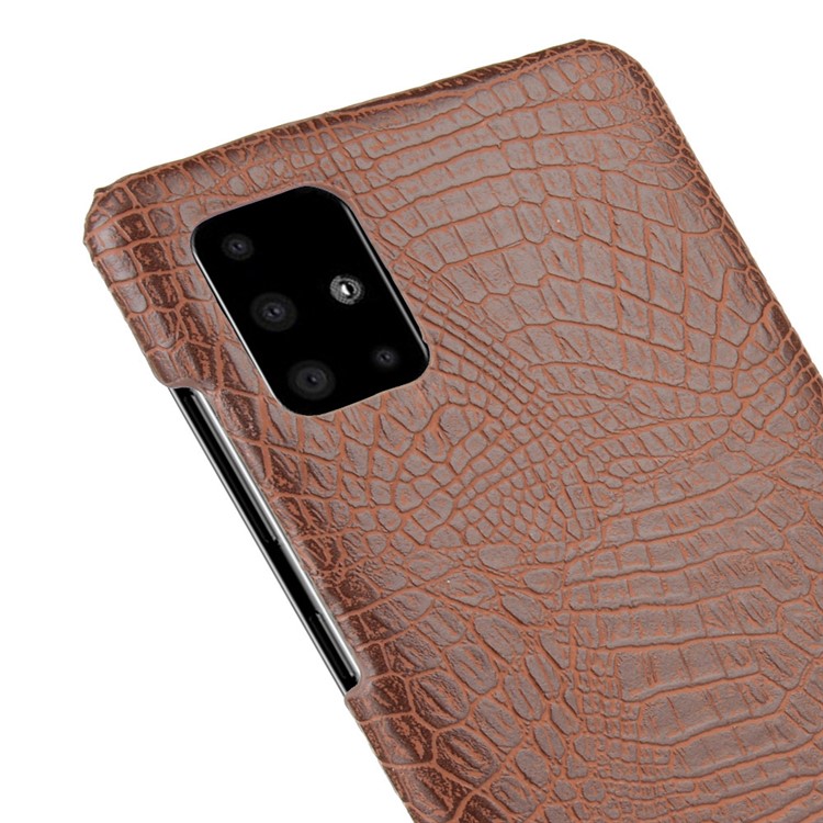 Crocodile Skin PU Leather Coated Hard Plastic Cell Phone Case for Samsung Galaxy A51 - Brown-5