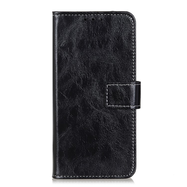 Crazy Horse Retro Leather Wallet Stand Case for Samsung Galaxy A91/S10 Lite - Black-2