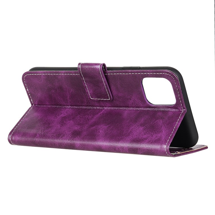 Crazy Horse Retro Leather Wallet Stand Case for Samsung Galaxy A91/S10 Lite - Purple-8