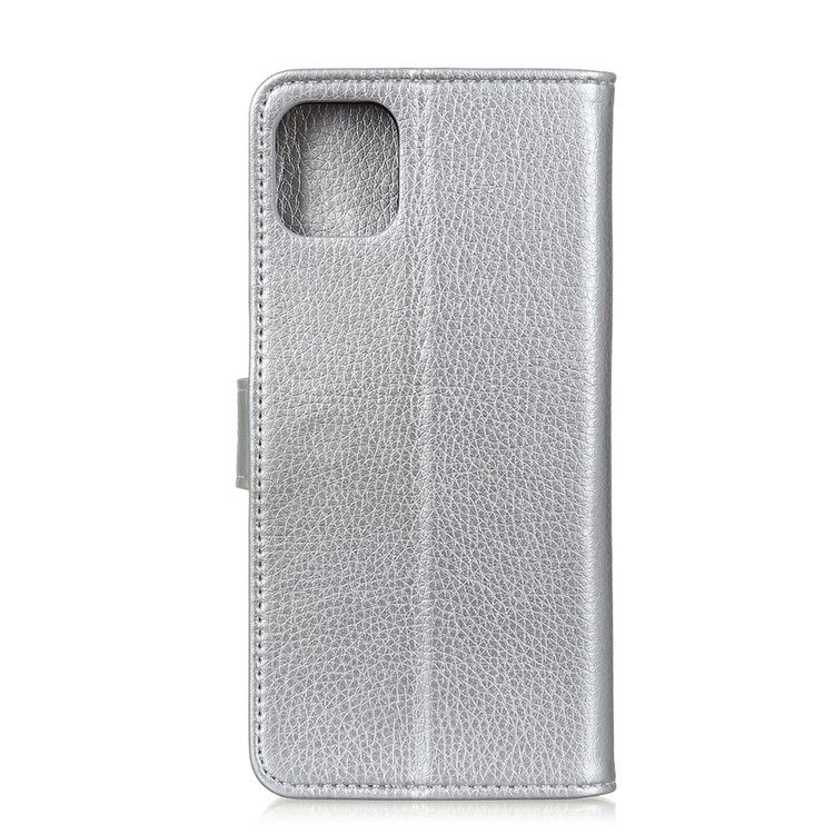 Soft Litchi Skin Wallet Leather Stand Case for Samsung Galaxy A91/S10 Lite - Silver-10