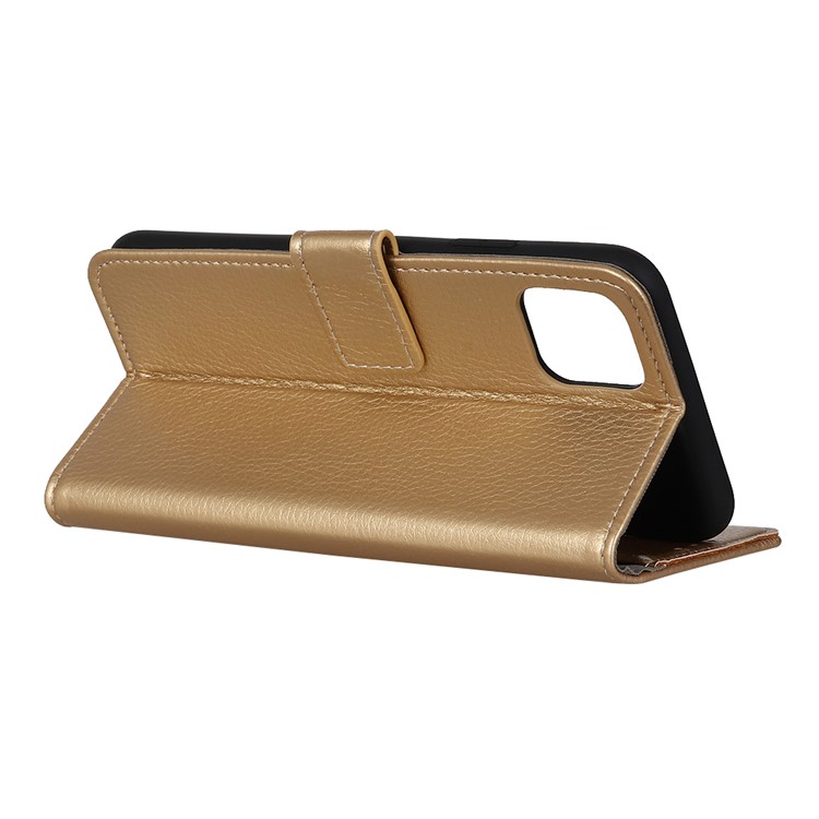 Soft Litchi Skin Wallet Leather Stand Case for Samsung Galaxy A91/S10 Lite - Gold-11