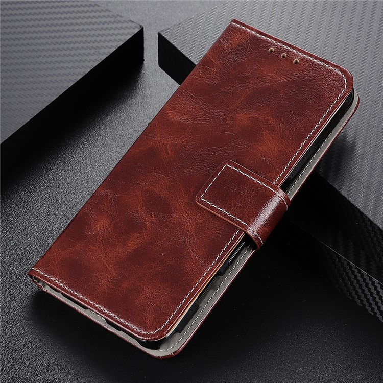 Funda de Cuero Retro de Piel de Caballo Loco Para Samsung Galaxy A81/Note 10 Lite - Marrón