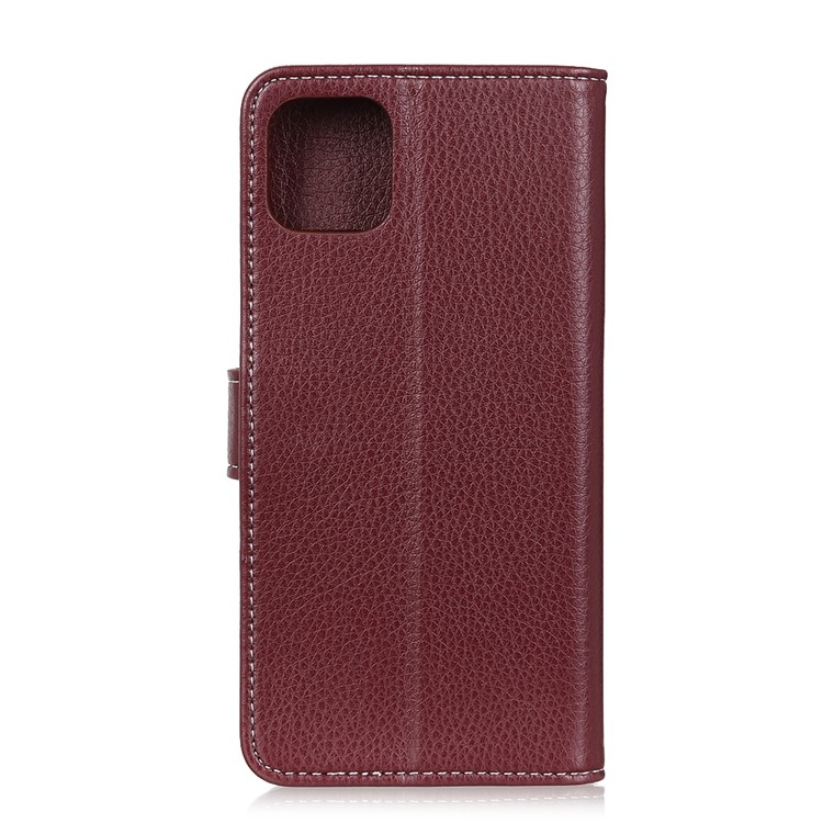 Soft Litchi Surface Wallet Leather Shell for Samsung Galaxy A81/Note 10 Lite - Brown-10