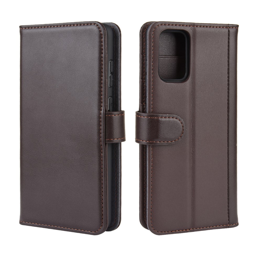 Split Leather Wallet Stand Phone Case for Samsung Galaxy S20 4G/S20 5G Cell Phone Accessory - Brown-2