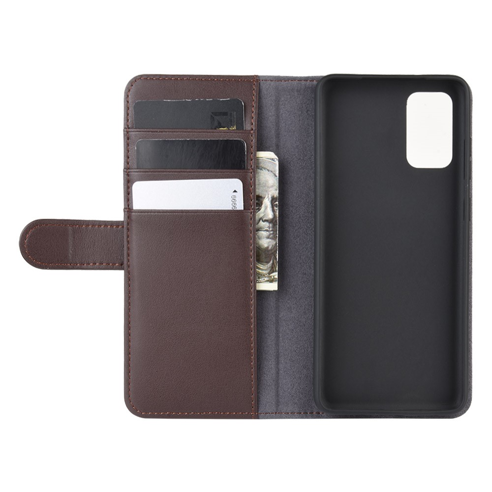 Split Leather Wallet Stand Phone Case for Samsung Galaxy S20 4G/S20 5G Cell Phone Accessory - Brown-5