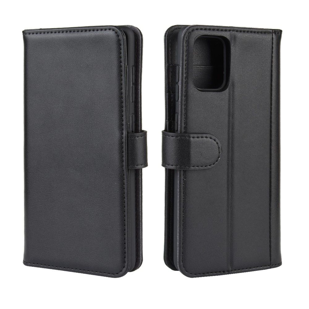 Genuine Leather Wallet Stand Phone Case for Samsung Galaxy A51 - Black-2