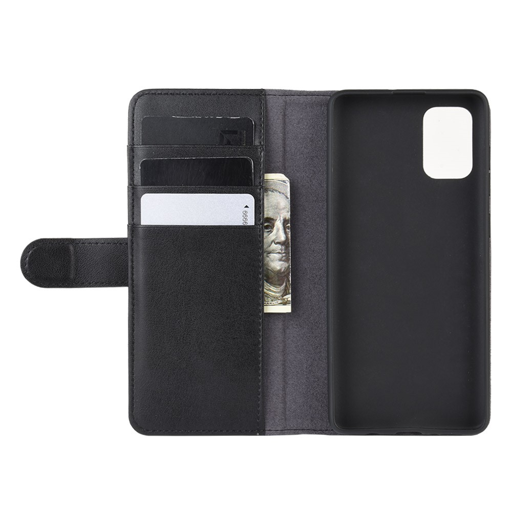 Genuine Leather Wallet Stand Phone Case for Samsung Galaxy A51 - Black-5