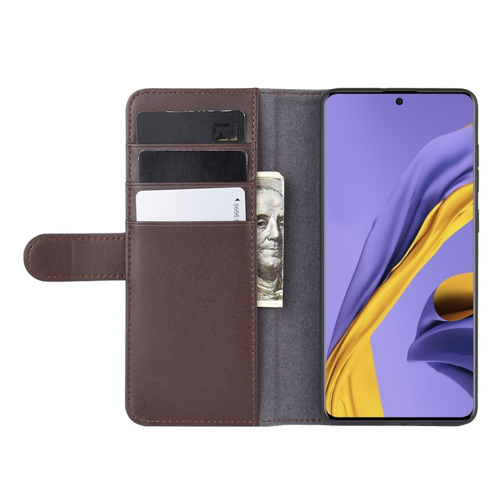 Genuine Leather Wallet Stand Phone Case for Samsung Galaxy A51 - Brown-6