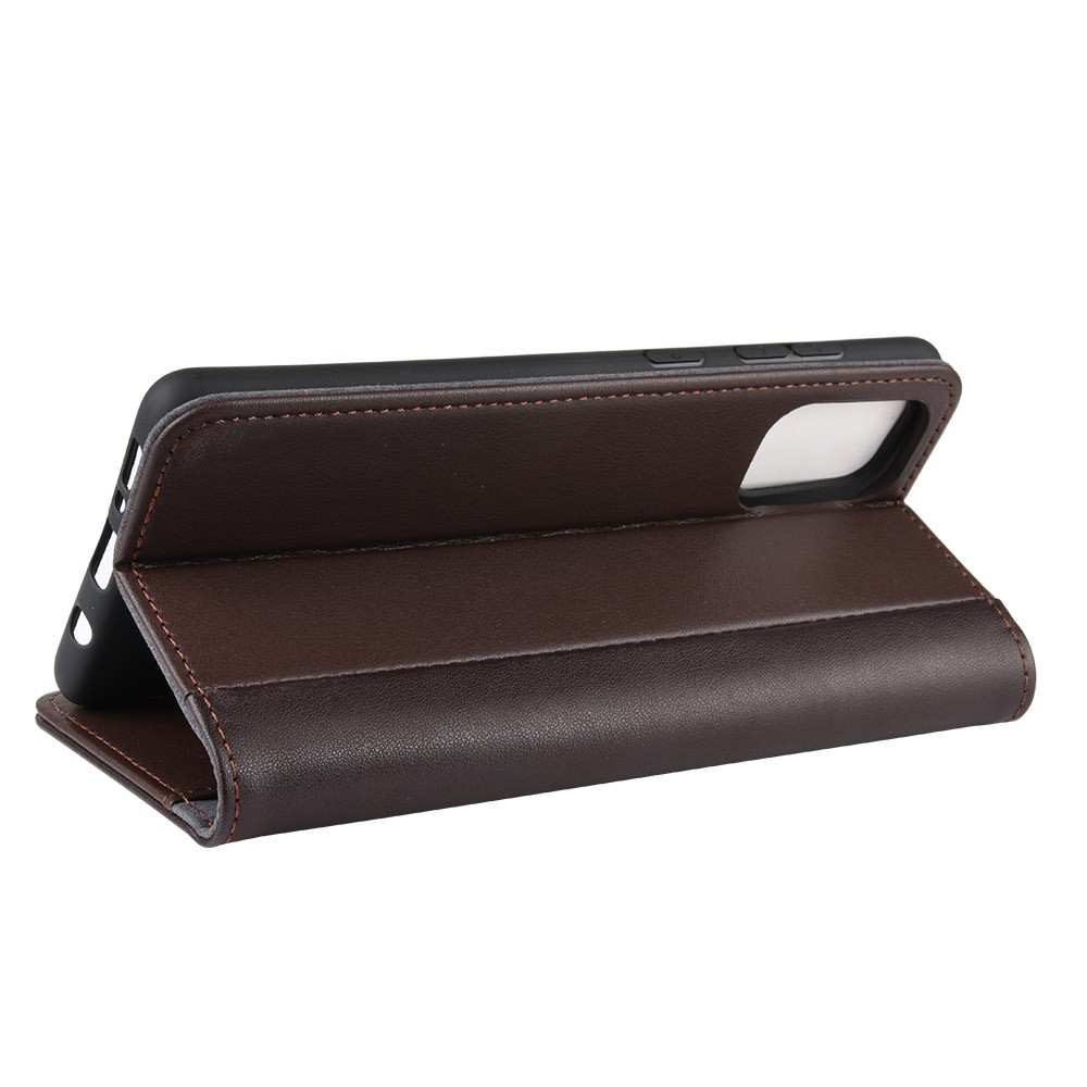 Genuine Leather Wallet Stand Phone Case for Samsung Galaxy A51 - Brown-7