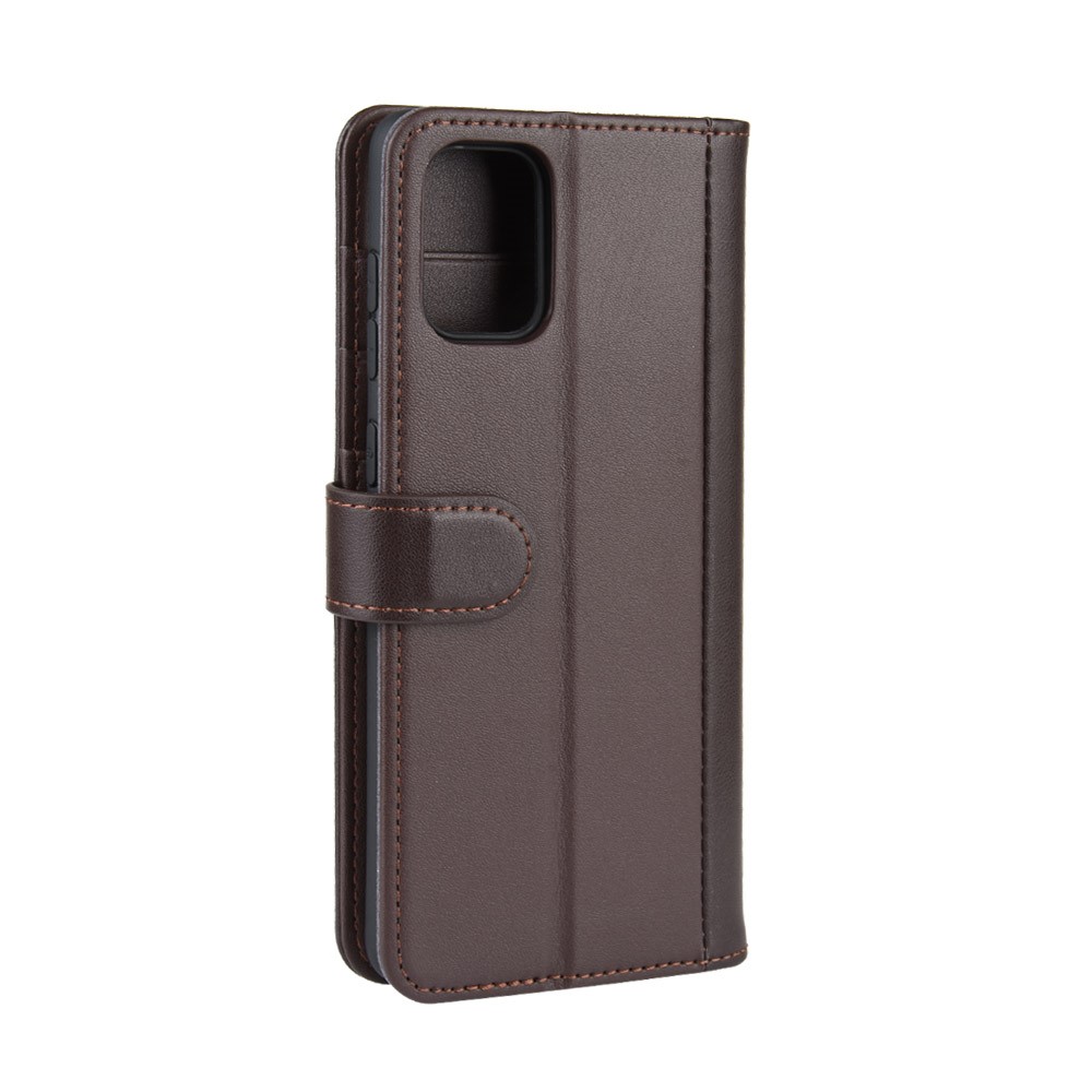 Genuine Leather Wallet Stand Phone Case for Samsung Galaxy A51 - Brown-8