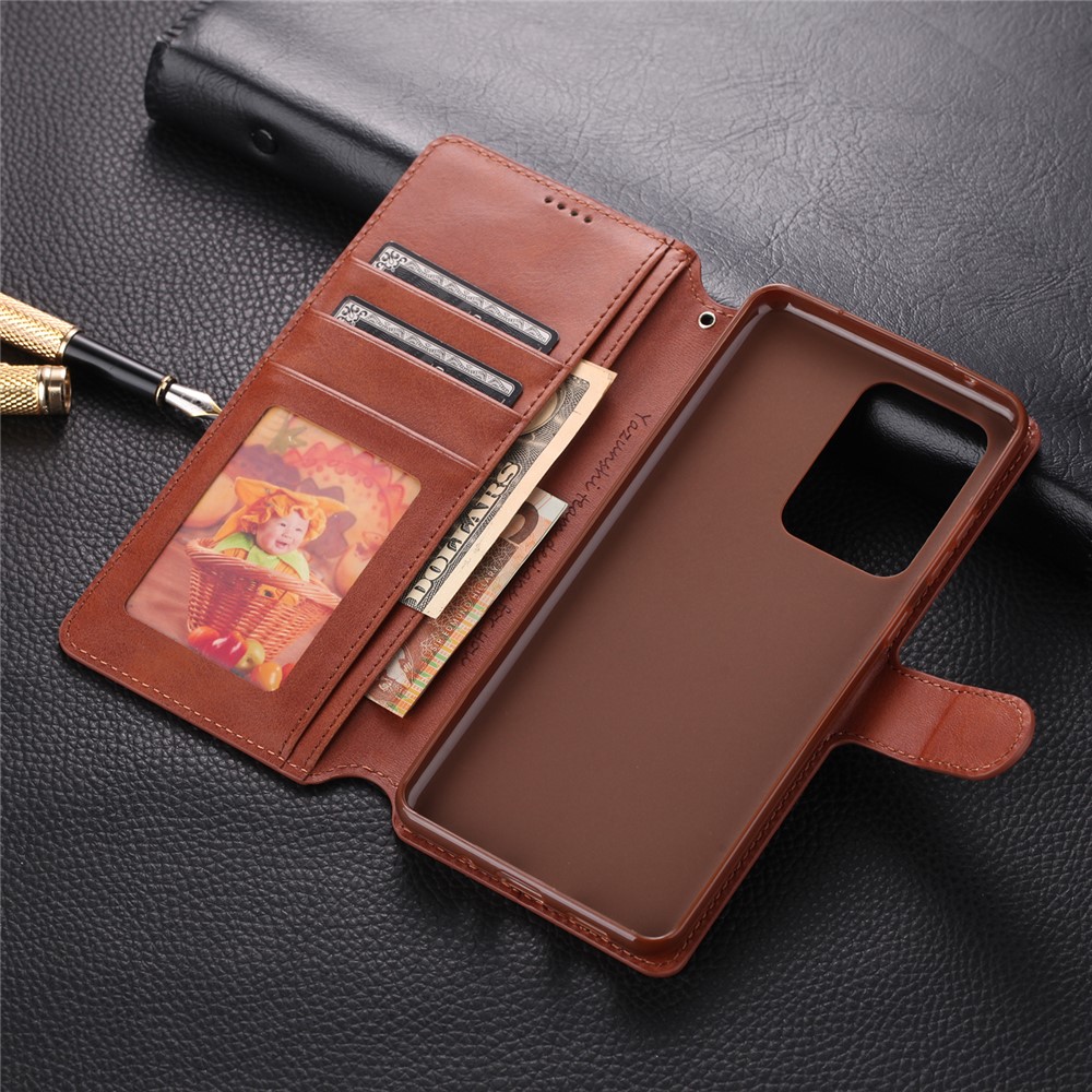 AZNS Wallet Leather Stand Case for Samsung Galaxy S20 - Brown-11