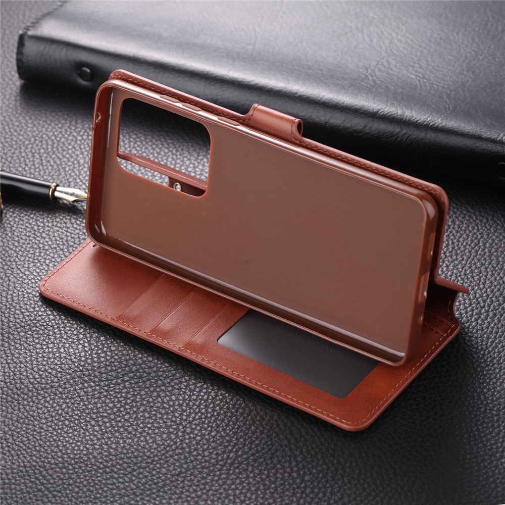 AZNS Wallet Leather Stand Case for Samsung Galaxy S20 - Brown-13