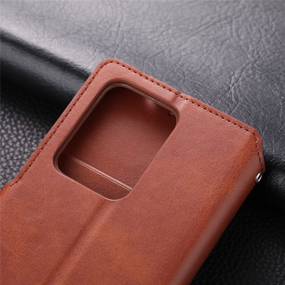 AZNS Wallet Leather Stand Case for Samsung Galaxy S20 - Brown-5