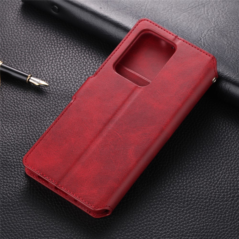 AZNS Wallet Leather Stand Case for Samsung Galaxy S20 - Red-2