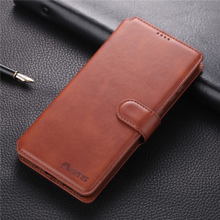 AZNS Wallet Leather Stand Cover Case for Samsung Galaxy S20 Ultra - Brown-1