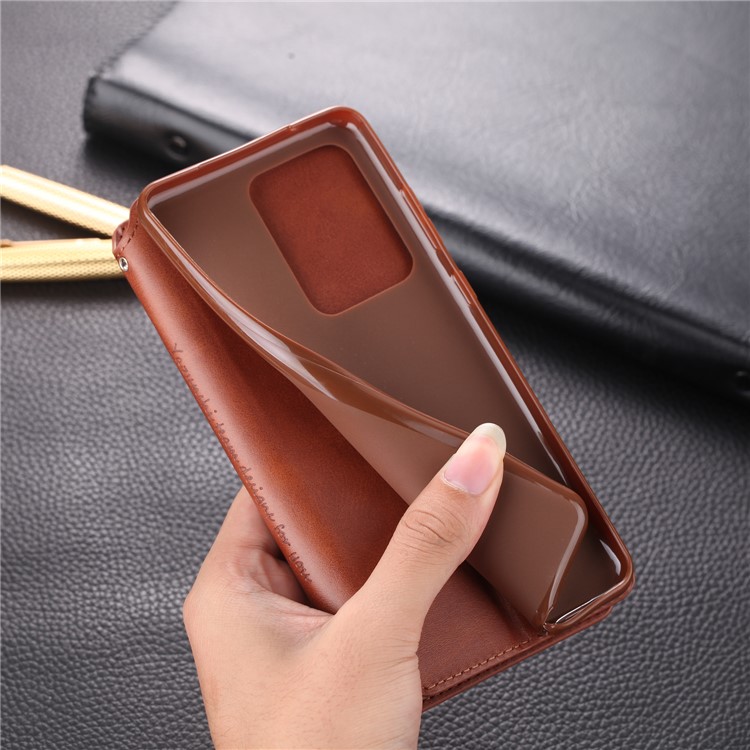 AZNS Wallet Leather Stand Cover Case for Samsung Galaxy S20 Ultra - Brown-12