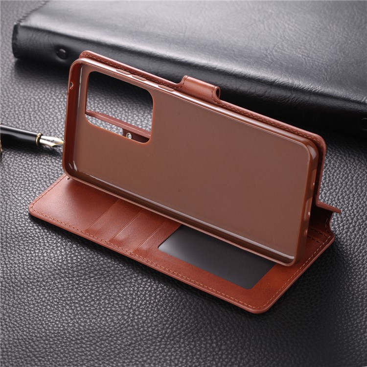 AZNS Wallet Leather Stand Cover Case for Samsung Galaxy S20 Ultra - Brown-13