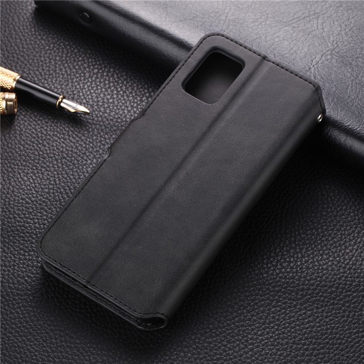 AZNS Leather Wallet Stand Phone Cover Shell for Samsung Galaxy A51 - Black-2