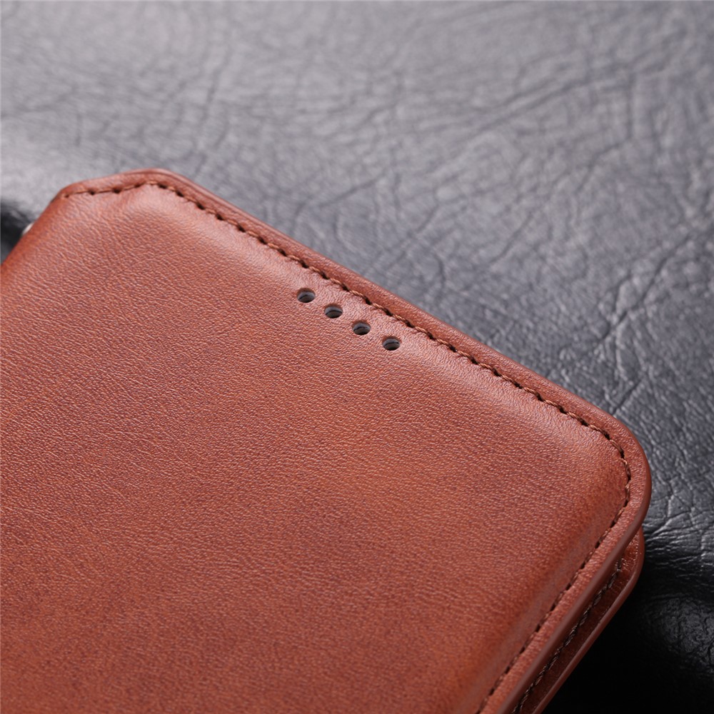 AZNS Leather Wallet Stand Phone Protective Cover for Samsung Galaxy A71 - Brown-3