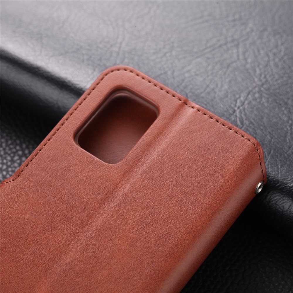 AZNS Leather Wallet Stand Phone Protective Cover for Samsung Galaxy A71 - Brown-5