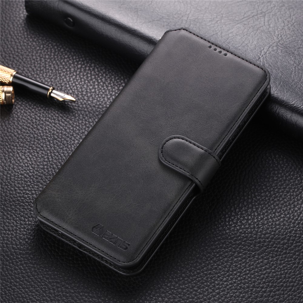 AZNS Leather Wallet Stand Phone Protective Cover for Samsung Galaxy A71 - Black-1