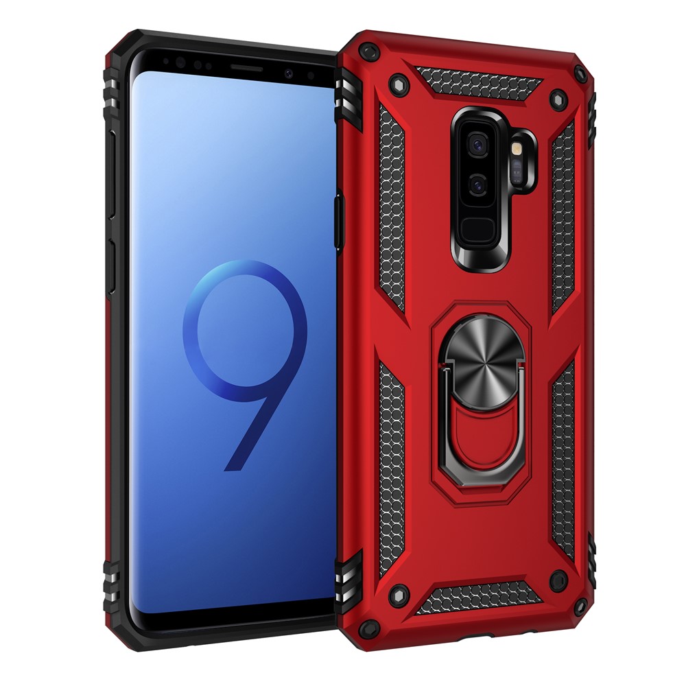 Armor PC+TPU Hybrid Shell with Kickstand for Samsung Galaxy S9 Plus/S9+ - Red