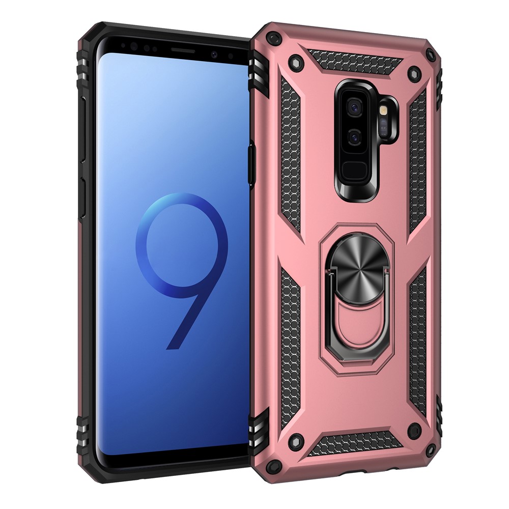 Armour PC+TPU Hybrid Shell Com Kickstand Para Samsung Galaxy S9 Plus/S9+ - Rosa Ouro