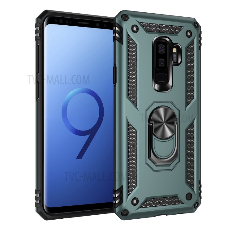 Armor PC+TPU Hybrid Shell with Kickstand for Samsung Galaxy S9 Plus/S9+ - Green-1