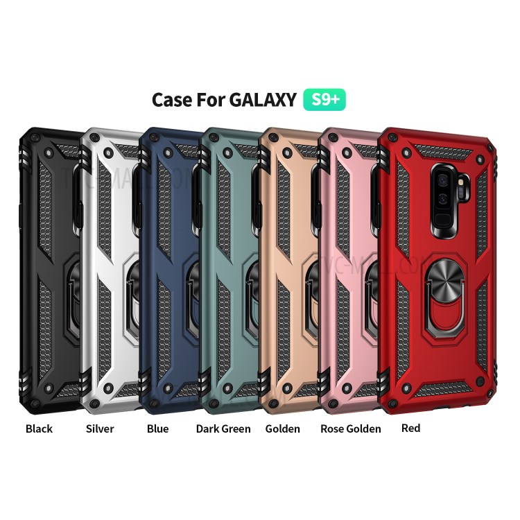 Armor PC+TPU Hybrid Shell with Kickstand for Samsung Galaxy S9 Plus/S9+ - Green-2