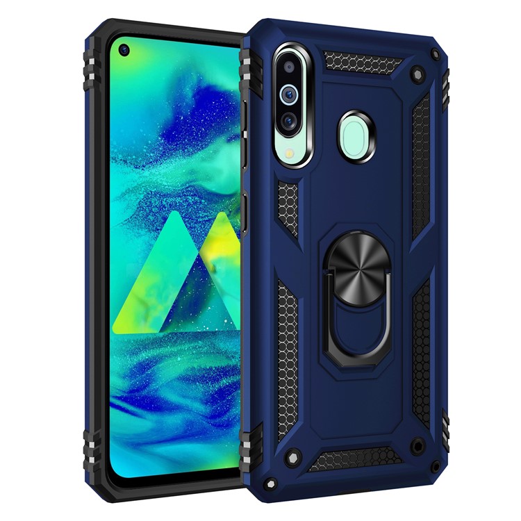 Hybrid PC TPU Kickstand Armor Phone Case for Samsung Galaxy M40/A60 - Blue