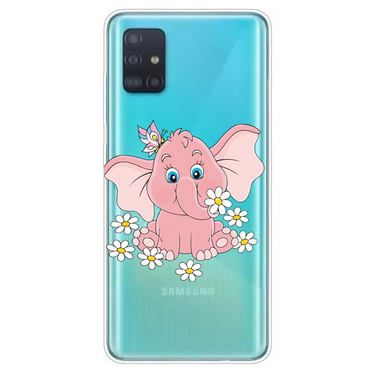 Pattern Printing TPU Cell Phone Case for Samsung Galaxy A51 - Elephant-1