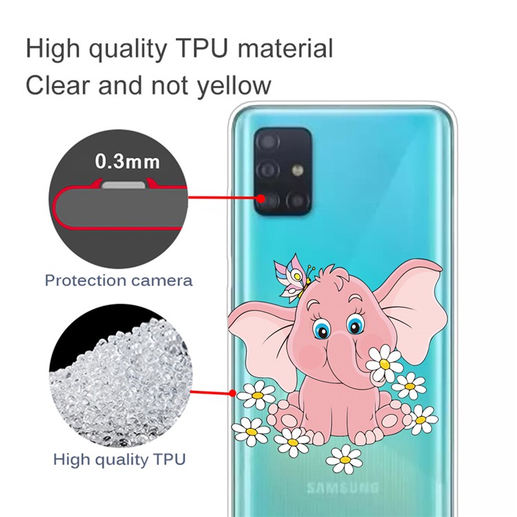 Pattern Printing TPU Cell Phone Case for Samsung Galaxy A51 - Elephant-2