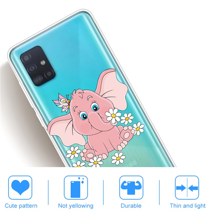 Pattern Printing TPU Cell Phone Case for Samsung Galaxy A51 - Elephant-4