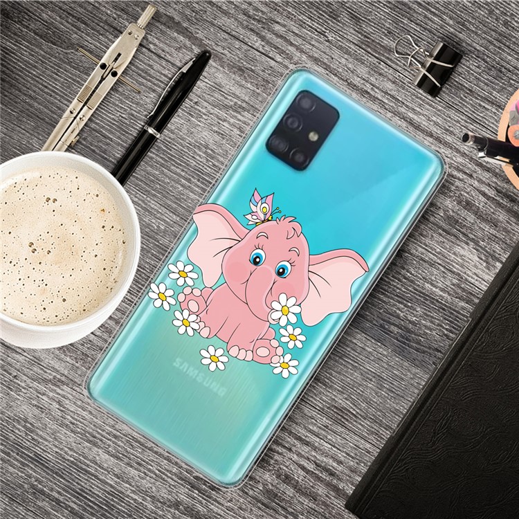 Pattern Printing TPU Cell Phone Case for Samsung Galaxy A51 - Elephant-5