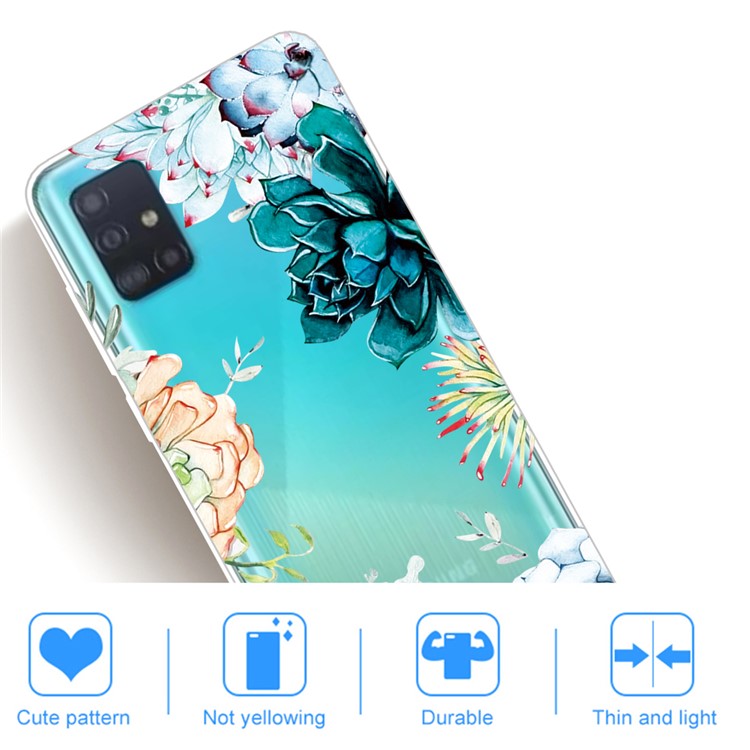 Pattern Printing TPU Cell Phone Case for Samsung Galaxy A51 - Colorized Flower-4