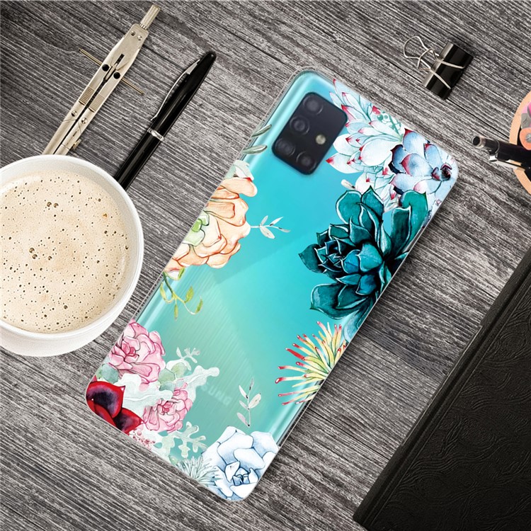 Pattern Printing TPU Cell Phone Case for Samsung Galaxy A51 - Colorized Flower-5