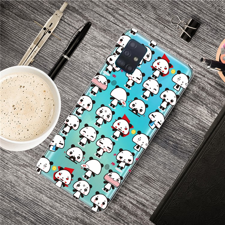 Pattern Printing TPU Phone Case Covering for Samsung Galaxy A71 - Little Pandas-5