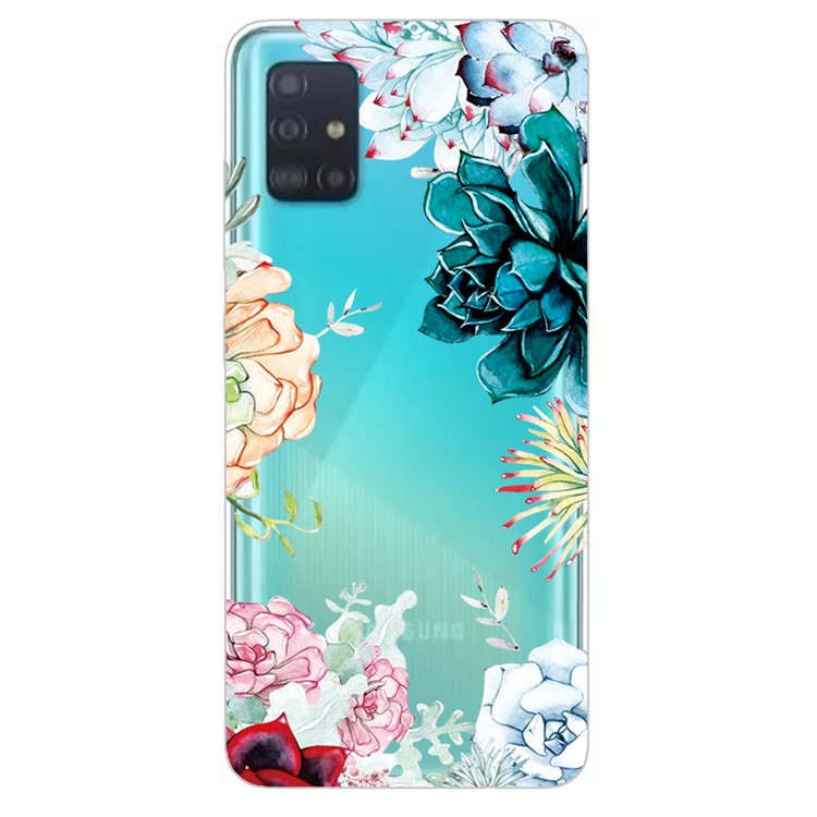 Pattern Printing TPU Phone Case Covering for Samsung Galaxy A71 - Colorized Flower-1