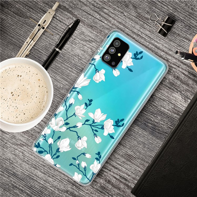 Pattern Printing IMD TPU Phone Case for Samsung Galaxy S20 Plus - White Flower-5