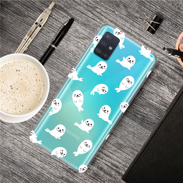 Pattern Printing IMD TPU Back Case for Samsung Galaxy A71 - Dolphin-4