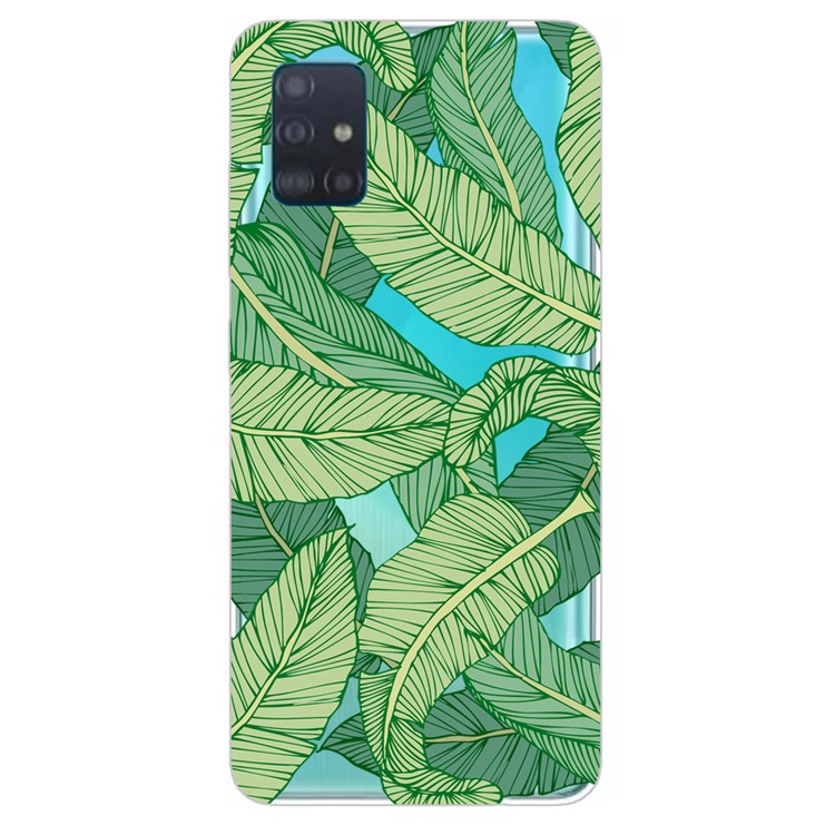 Pattern Printing IMD TPU Back Case for Samsung Galaxy A71 - Green Leaf-1