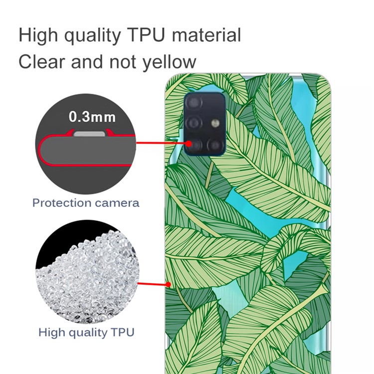 Pattern Printing IMD TPU Back Case for Samsung Galaxy A71 - Green Leaf-2