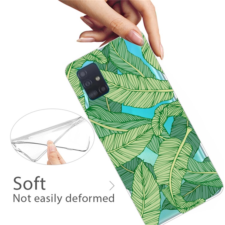 Pattern Printing IMD TPU Back Case for Samsung Galaxy A71 - Green Leaf-3