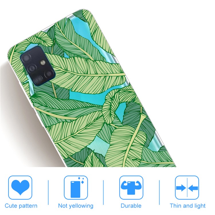 Pattern Printing IMD TPU Back Case for Samsung Galaxy A71 - Green Leaf-4
