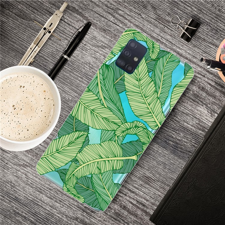 Pattern Printing IMD TPU Back Case for Samsung Galaxy A71 - Green Leaf-5