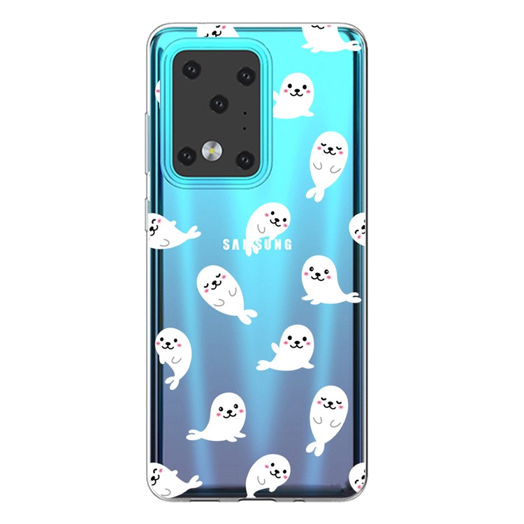 IMD Pattern Printing Soft TPU Phone Cover for Samsung Galaxy S20 Ultra - Mini Dolphin-1